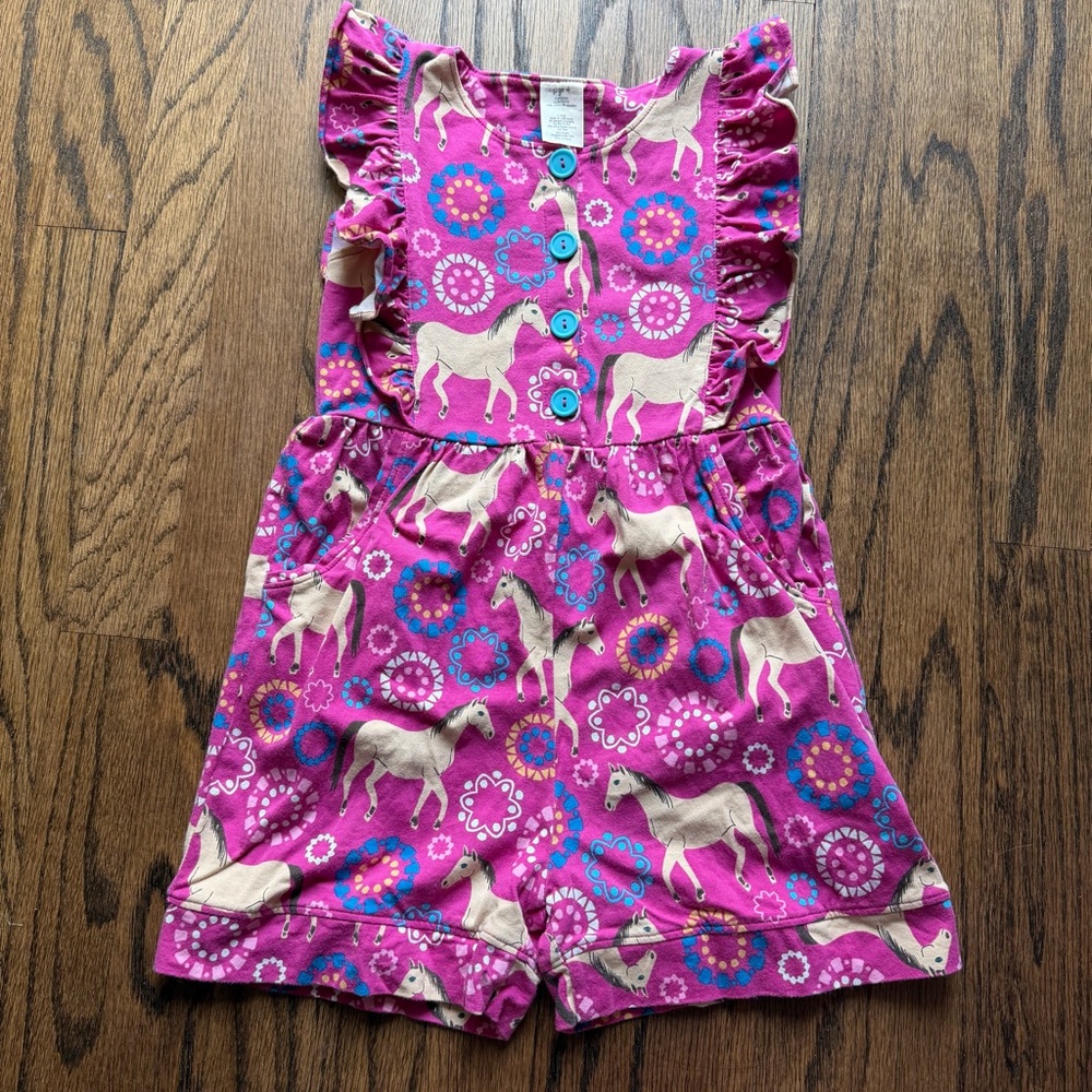 Eleanor Rose Magenta Horse Print Kids Romper